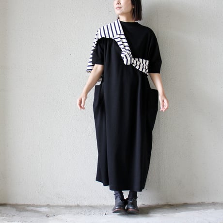 **再入荷・SuKiMs別注丈あり** atelier naruse アトリエナルセ　cotton punch box one-piece コットンポンチボックスワンピース　#ブラック