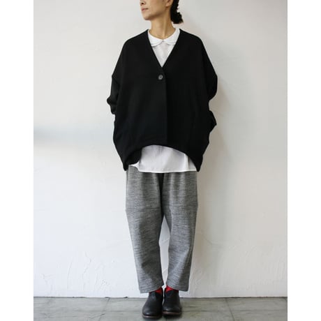 **新色ネイビー追加入荷**　homspun ホームスパン　裏パイル度詰ギャザーパンツ　#ネイビー、ブラック、TOP杢チャコール