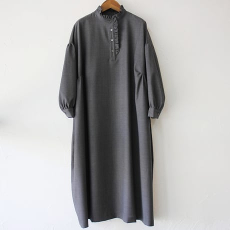 **再入荷** Linenya リネンヤ　ウールフリルワンピース　#ブラック、グレー　【送料無料】