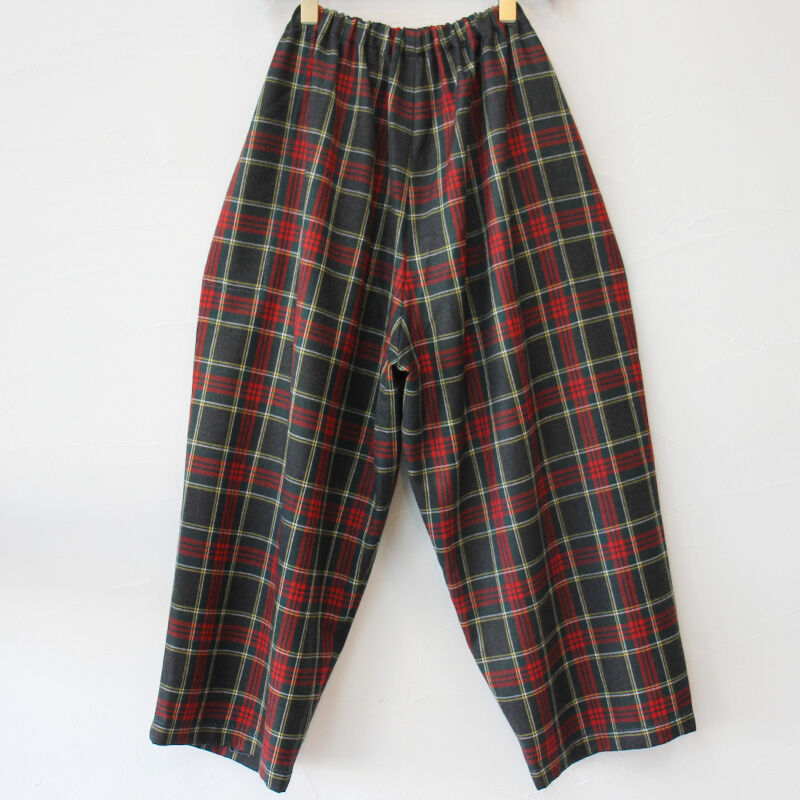 またまた再入荷** homspun ホームスパン ウールタータンギャザーパンツ 