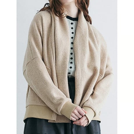 MAGALI マガリ　コットンウールニット・ショールカーディガン　#ブラック、杢グレー、杢ベージュ