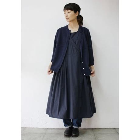 homspun ホームスパン　C/Wハンドカバー付き七分袖カーデ　#ネイビー