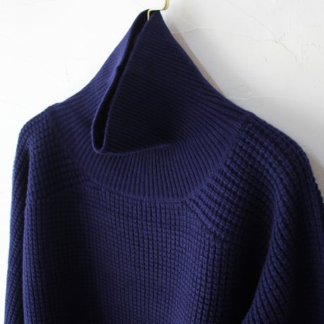 homspun ホームスパン　メリノウールワッフル編みプルオーバー　#オフホワイト、モスグレー、グリーン、ネイビー　【送料無料】