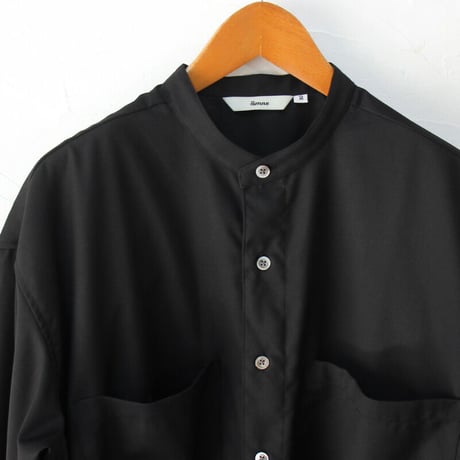 amne アンヌ　GABARDINE covered shirts ギャバジンカバードシャツ　#ブラック　【送料無料】