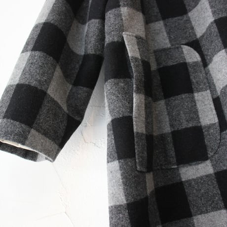 MAGALI マガリ　トラディッショナルウール＆ブロックチェックウールハイネックコート