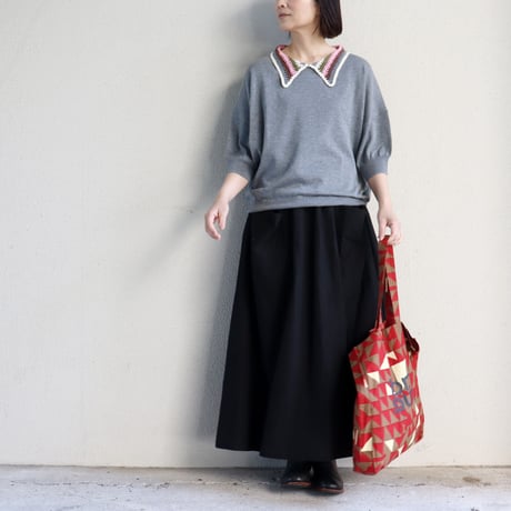 atelier naruse アトリエナルセ　cotton crochet collar knit　コットン クロシェカラー 半袖ニット