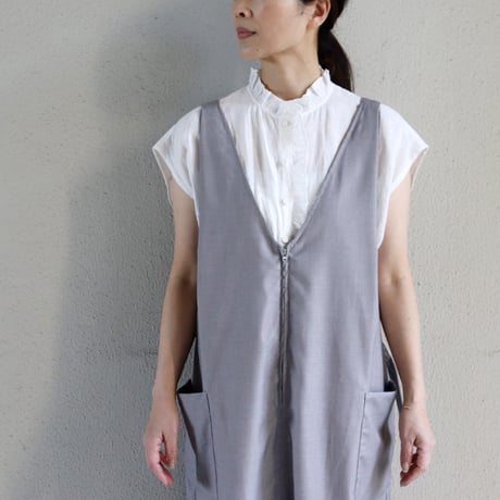 maison de soil メゾンドソイル ノースリーブフリルカラーブラウス　#ホワイト、ベージュ