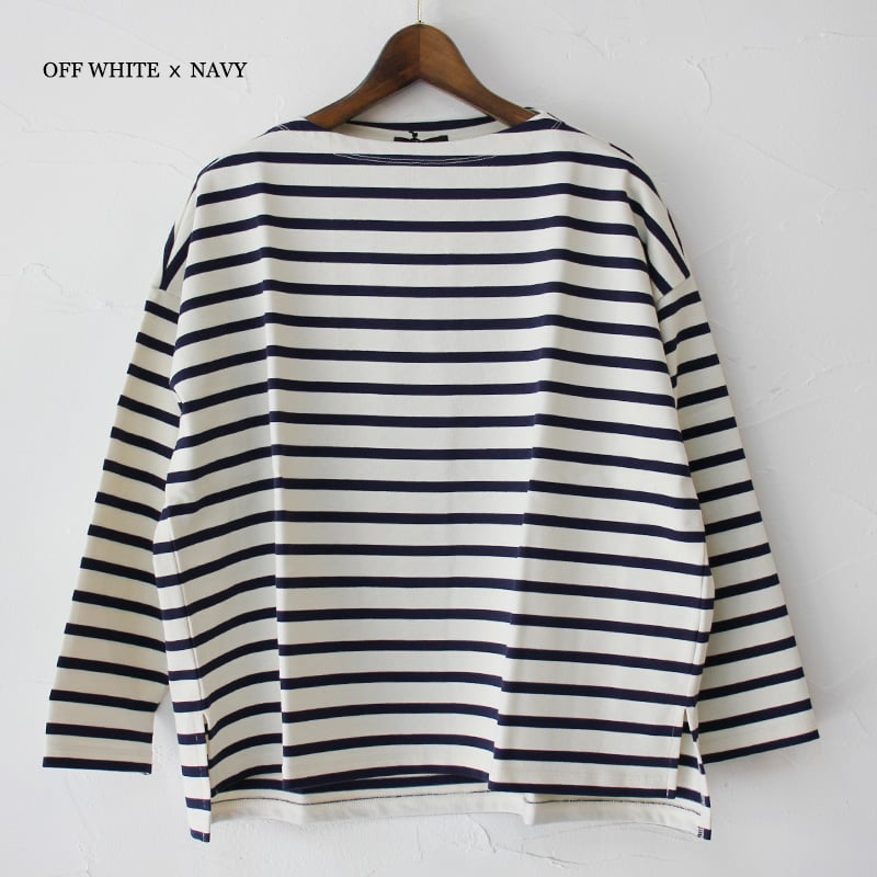 トラバイユマニュアル　度詰天竺ボーダースラッシュネックプルオーバー　カットソー TRAVIL MANUEL トラバイユマニュアル 度詰天竺ボーダー