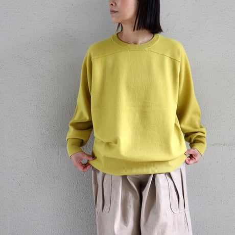 homspun ホームスパン　ラム12Gクルーネックプルオーバー　#イエロー、ネイビー