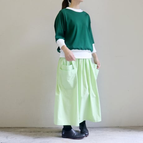 amne アンヌ　GIZA3/4crew　ギザコットン7分袖クルーネック　#イエロー、グリーン、ブラック