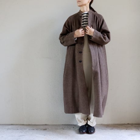 atelier naruse アトリエナルセ　wool linen tweed stand collar coat　ウールリネンツイードスタンドカラーコート