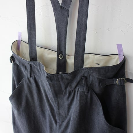 **size2のみSALE**atelier naruse アトリエナルセ　カツラギコットンリネンサスペンダーパンツ　#オリーブ、ネイビー