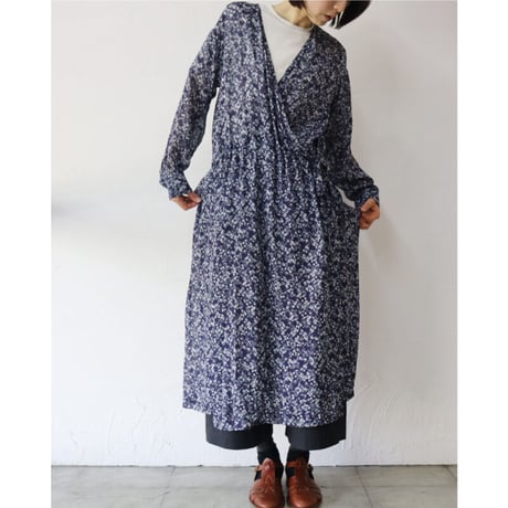 atelier naruse アトリエナルセ　デヴォ社～mini flower～カシュクールワンピース　#ネイビー