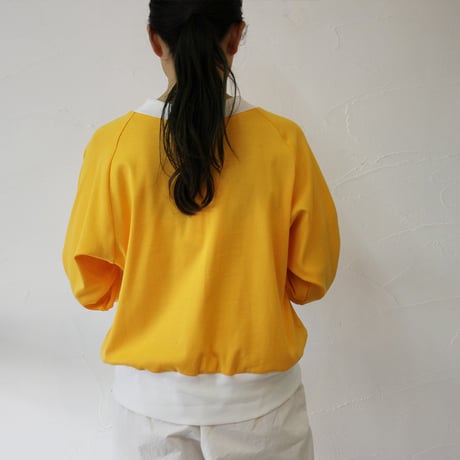 amne アンヌ　GIZA3/4crew　ギザコットン7分袖クルーネック　#イエロー、グリーン、ブラック