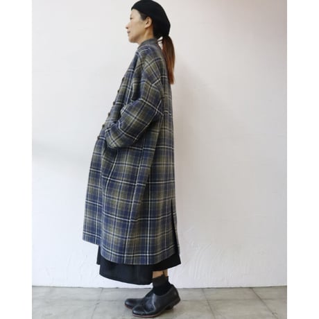atelier naruse アトリエナルセ　タータンチェックツィードコクーンコート｜tartan check tweed cocoon coat
