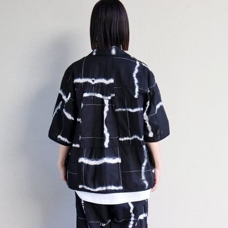 ARTE POVERA アルテポーヴェラ　スーピマローンしぼり染めシャツジャケット　#ブラックMIX