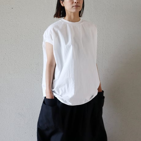 **限定生産分再入荷** homspun ホームスパン　コンパクトウェザーノースリーブブラウス　#ホワイト、ネイビー、ダークピンク、パウダーブルー