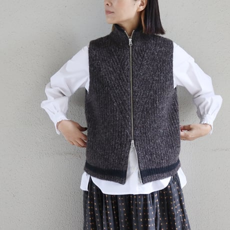 ASEEDONCLOUD アシードンクラウド　Blushed knit vest　#dark brown 【送料無料】