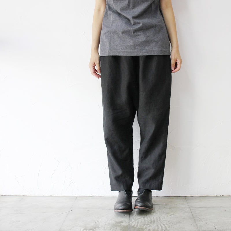 TRAVAIL MANUEL リネンポプリンラップパンツ ブラック 黒 M TRAVAIL MANUEL(トラバイユマニュアル) リネンポプリンラップ
