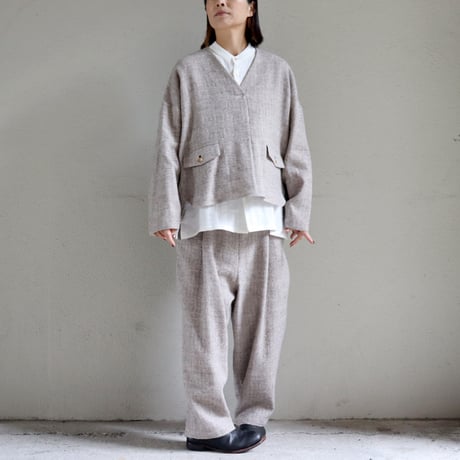 atelier naruse アトリエナルセ　シェットランドウールリネンスモック　shetland wool linen smock　【送料無料】