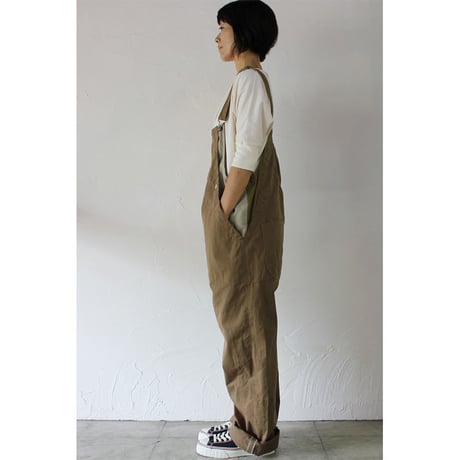 FUNSET OF ART ファンセットオブアート　シャトルチノフィッシャーマンオーバーオール　♯カーキベージュ　【送料無料】