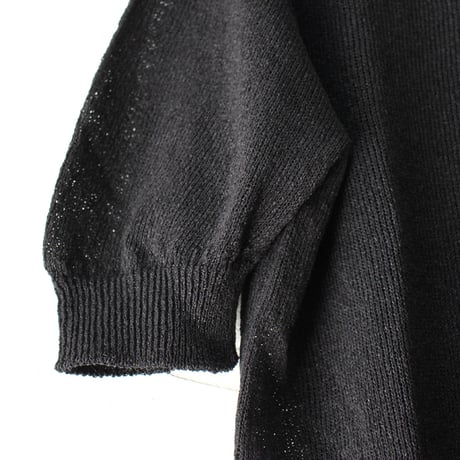 **再入荷** LinenYa リネンヤ as it is. 和紙混クルーネック半袖ニット　#ブラック、ベージュ