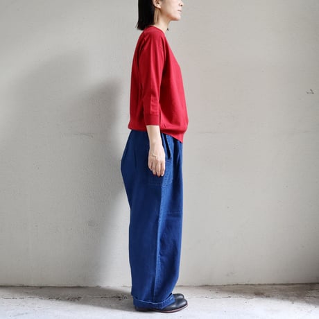 **今季も再入荷** homspun ホームスパン　10ozデニムギャザーパンツ　#ホワイト、ブリーチブルー、ブルー