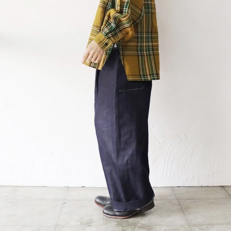 **再入荷**ASEEDONCLOUD HandWerker 綿麻デニムHWワイドトラウザー　♯インディゴ　【送料無料】