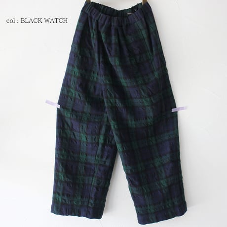 TRAVAIL MANUEL コットンウールタータンチェックインタックパンツ　#LOYAL STEWART、BLACK WATCH