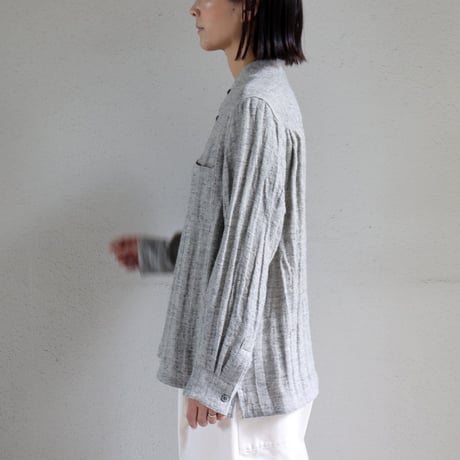 atelier naruse アトリエナルセ　linen tweed band-collar shirt　リネンツイードバンドカラーシャツ