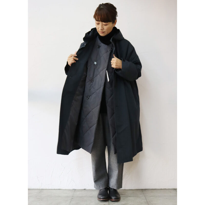 トラヴァイユ マニュアル ライトグログランビッグパーカ S 黒 USED コート TRAVAIL MANUEL トラヴァイユマニュエル ライトグログランBIGパーカ