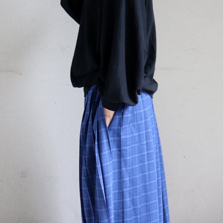 Linenya リネンヤ　トロピカルウールプリーツスカート　#ブルーチェック