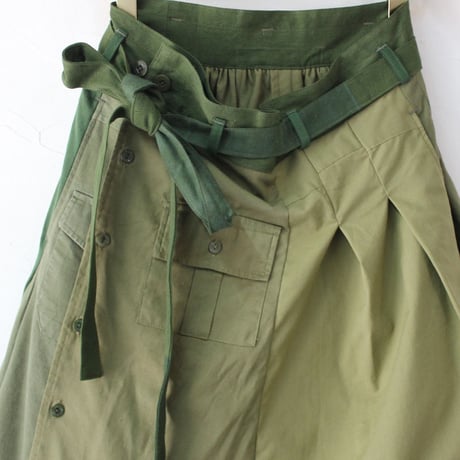 ARTE POVERA アルテポーヴェラ RE-ARMEEシャツMIXアシンメトリースカート　#オリーブMIX　【送料無料】