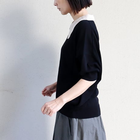 atelier naruse アトリエナルセ　cotton crochet collar knit　コットン クロシェカラー 半袖ニット