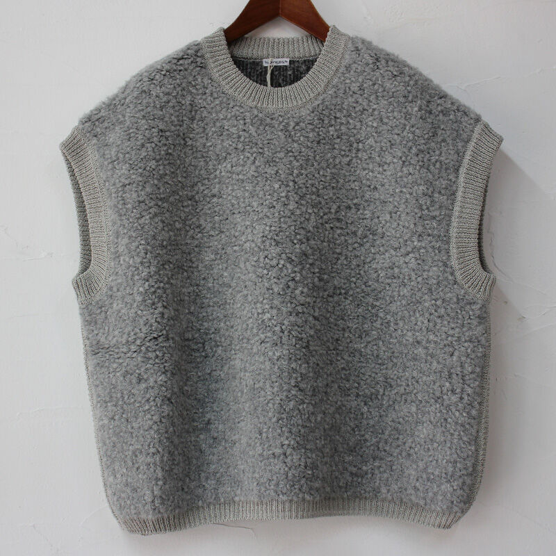 homspun ホームスパン アルパカループクルーネックベスト #ベージュ
