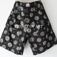 **ラスト一点のみSALE** FUNSET OF ART ファンセットオブアート　紋抜染ダブルニーショートパンツ　#ブラック　【送料無料】
