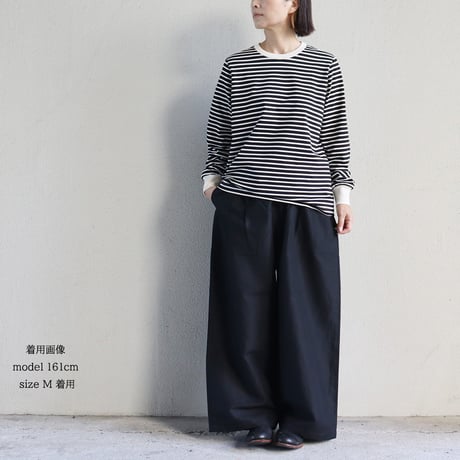 **2025a/w到着** homspun ホームスパン　W/Lギャザーワイドパンツ　#ベージュ、ダークグリーン、ブラック　【送料無料】