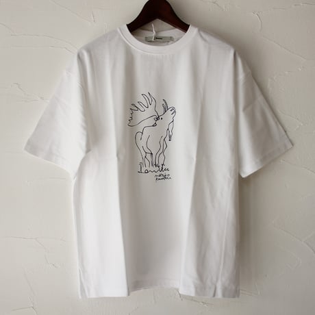 **別注色再入荷**amne アンヌ　”ELK” エルク柄半袖Tシャツ　#ブラック（自店別注色）、オリーブ、ホワイト