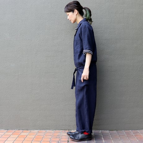 ASEEDONCLOUD アシードンクラウド　Mitsuyakusou Linen Crafter jumpsuit　#navy 　【送料無料】