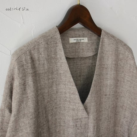 atelier naruse アトリエナルセ　シェットランドウールリネンスモック　shetland wool linen smock　【送料無料】