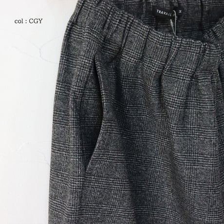 **サイズ欠け分再入荷**TRAVAIL MANUEL トラバイユマニュアル　杢グレンチェックポーラパンツ　#MGY,CGY,NVY