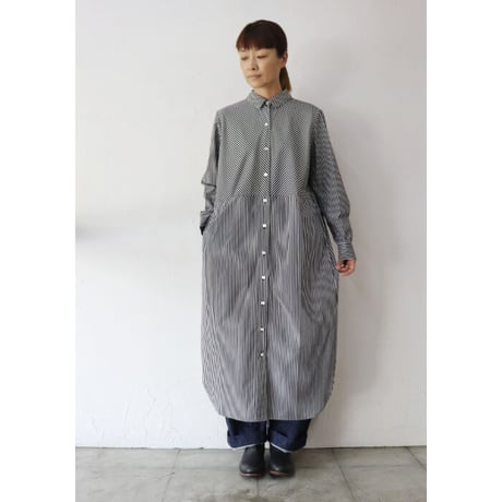 amne アンヌ　STRIPE bias dress　#Bordeaux、Black 【送料無料】