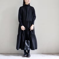 **またまたまた再々入荷** Linenya リネンヤ　コットンリネンティアードワンピース（薄地）　#ブラック　【送料無料】