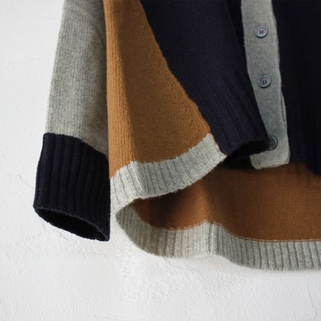 **再入荷**　mao made マオメイド　ウールクレイジーパターンカーディガン　#ブラック、ネイビー、レッド