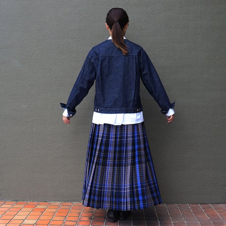 **最終在庫到着** Linenya リネンヤ　ウールチェックプリーツスカート　wool check pleated skirt　【送料無料】
