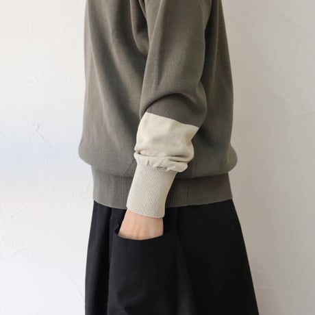 atelier naruse アトリエナルセ 　コットンニットバイカラースリーブ　cotton knit bicolor sleeve