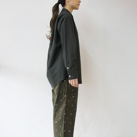 SUSURI ススリ　ボタニストシャツ　#ecru , greenish black 【送料無料】