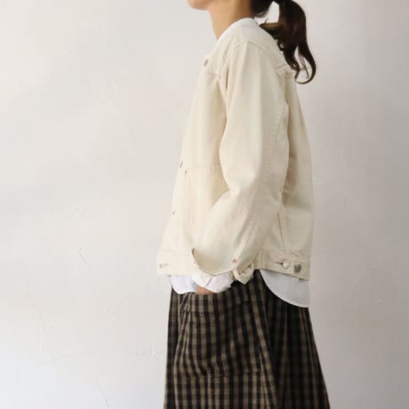 **再入荷** atelier naruse アトリエナルセ cotton denim no collar jacket コットンデニム ノーカラージャケット #インディゴ、生成り