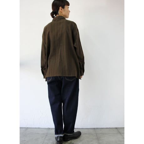 ARTE POVERA アルテポーヴェラ　コットンリネンへリンボン裏毛ボックスシャツ　#キャラメル、ブラウン 【送料無料】