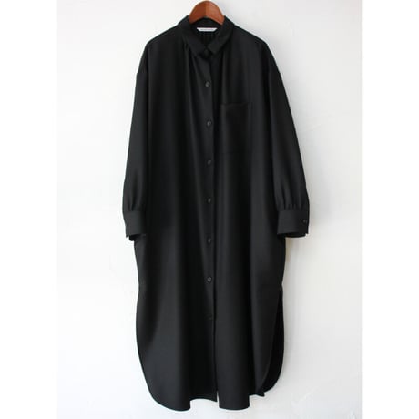 atelier naruse アトリエナルセ　wool saxony long shirt　ウールサキソニーロングシャツ　#グレイ、ブラック　【送料無料】